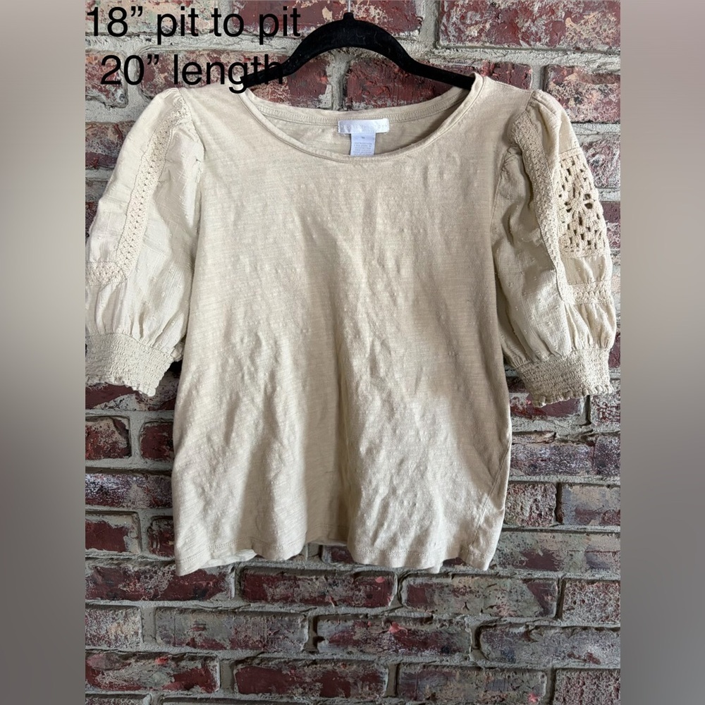 🤍 Design History Crochet Sleeve Top – Size M